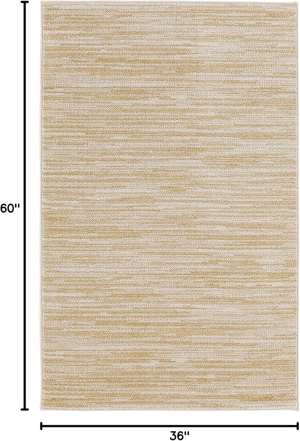 Nourison Home Nourison Essentials Ivory Gold 3' x 5' Area Rug - Easy Clean, Non Shedding, Bed Room, Living Room, Dining Room, Kitchen (3' x 5')