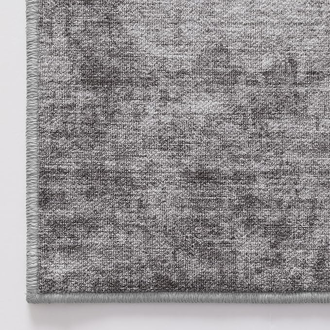 LUMI 8x12 Washable Area Rug for Living Room, Ultra Soft Modern Neutral Grey Rugs Non Slip with Rubber Backing, Low Profile, High Traffic, Stain Resistant Carpets, Ideal for Bedroom, Dining Room