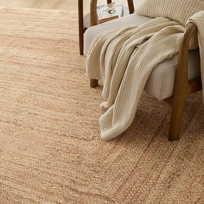 Bedsure 8x10 Printed Jute Rug for Living Room, Machine Washable Rugs, Jute-Look Rug, Non-Slip Backing, Non-Shedding