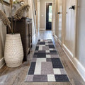 Rugshop Modern Boxes Design Non-Slip (Non-Skid) Runner Rug 2'7" x 12' Gray