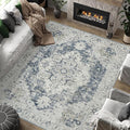 jinchan Kelda Area Rug 8x10 Washable Living Room Rug Vintage Soft Indoor Large Floor Cover Retro Distressed Mat Accent Lightweight Non-Slip Thin Carpet for Kitchen Bathroom Bedroom Grey