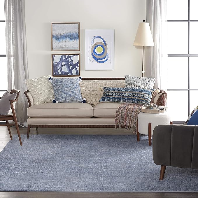 Nourison Home Nourison Essentials Blue Grey 10' x 14' Area Rug - Easy Clean, Non Shedding, Bed Room, Living Room, Dining Room, Kitchen (10' x 14')
