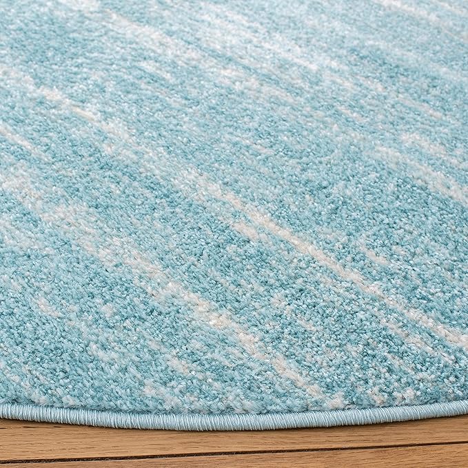 SAFAVIEH Adirondack Collection Area Rug - 4' Round, Aqua & Ivory, Modern Ombre Design, Non Shedding & Easy to Clean, Ideal for Living Room, Bedroom, Office, Dining Space (ADR113J)