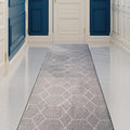 Custom Made Runner Rug for Kitchen Foyer Hallway Entry Choose Your Length Size 26 Inch Wide Geometric Lattice Design Grey Color (2 feet x 26 inch)