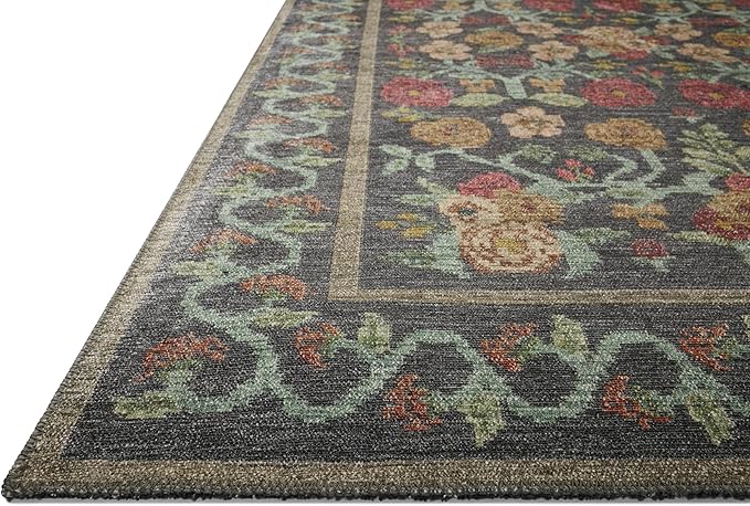 Loloi Rifle Paper Co. Rosa Collection RSA-01 Black 5'-0" x 7'-6" Area Rug