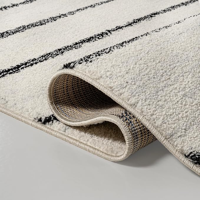 JONATHAN Y Williamsburg Minimalist Stripe Cream/Black Indoor Area Rug, 3x5, Contemporary, Modern, Easy-Cleaning for Living Room, Bedroom, Kitchen, Pet Friendly, Non-Shedding (MOH201D-3)