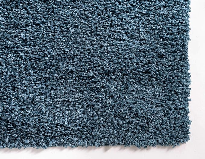 Unique Loom Davos Shag Collection Area Rug - Solid (2' 7" x 13' 1" Runner, Marine Blue)