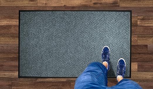 WaterHog Diamond | Commercial-Grade Entrance Mat with Rubber Border – Indoor/Outdoor, Quick Drying, Stain Resistant Door Mat (Bluestone, 3' x 8')