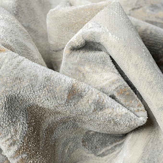 Abani Regal Beige Grey Area Rug for Living Room, Bedroom - Swirl Abstract Pattern - 2' x 3' - Durable & Easy to Clean