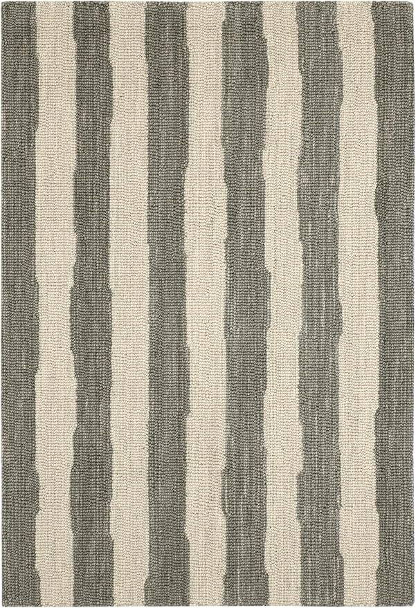 Dash & Albert Silas Stripe Grey Hand Micro Hooked Wool Rug, 7.5 X 9.5 Feet, Grey Stripe Pattern - Premium Luxury Hotel Quality Soft Breathable Hypoallergenic Machine Washable Easy Care All Season