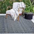 FH Home Flat Woven Outdoor Rug - Waterproof, Easy to Clean, Stain Resistant - Premium Polypropylene Yarn - Boho Moroccan - Large Patio, Deck, Sunroom - Dakar - Blue - 7ft 10in x 10ft 9in