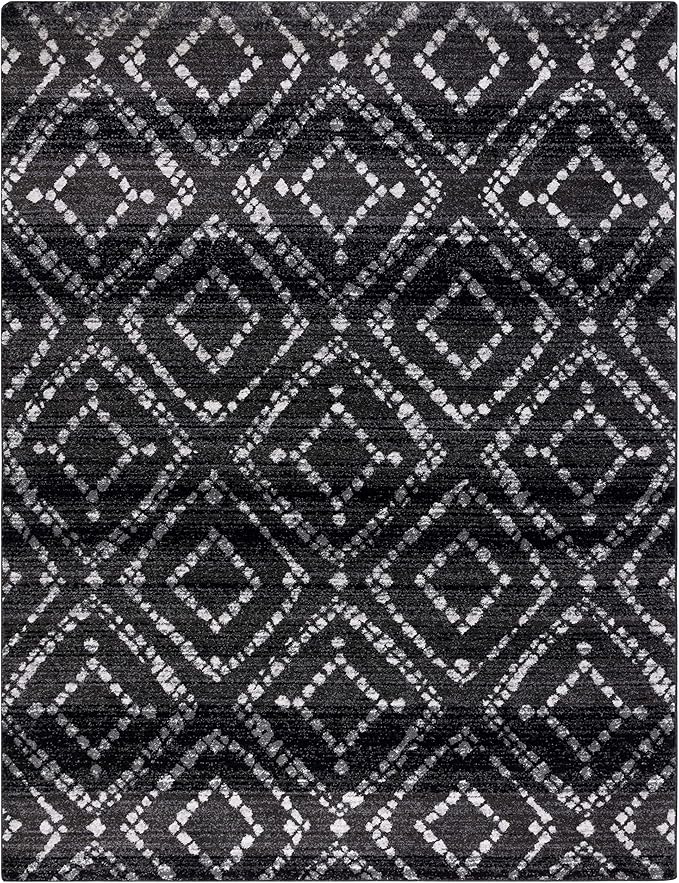 SAFAVIEH Area Rug 8x10 - Adirondack Collection - Large - Black & Ivory, Geometric Trellis Pattern, Non-Shedding & Easy Cleaning, Ideal for Living Room, Bedroom, Office, Dining Space (ADR131A)