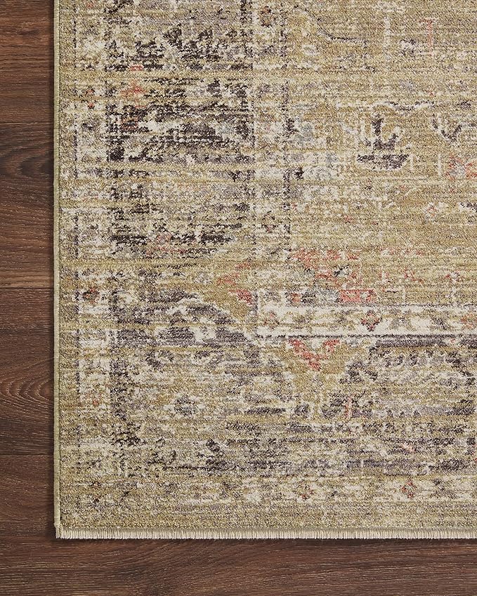 Loloi Magnolia Home by Joanna Gaines Millie Collection MIE-03 Gold/Charcoal 2'-7" x 14', .25" Pile Height, Runner Rug