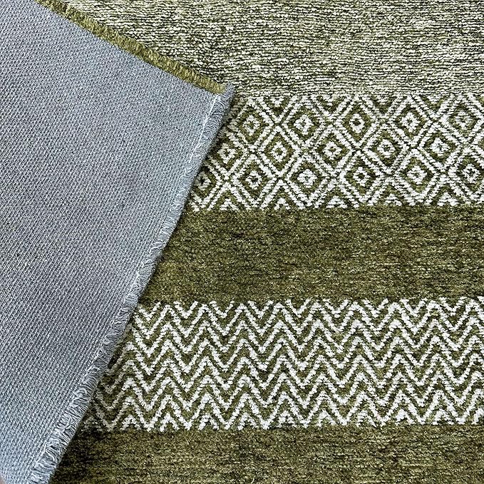 Alfa Rich 5x8 Green Washable Area Rugs for Living Room Bedroom Kitchen Cotton Pet Friendly Rug
