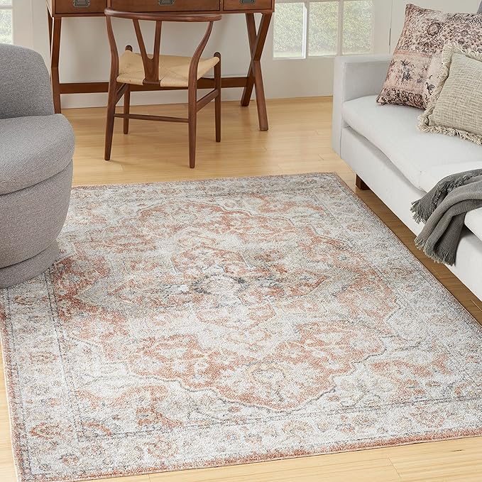 Nourison Home Astra Machine Washable Gold Multicolor 5'3" x 7' Area Rug - Easy Clean, Non Shedding, Bed Room, Living Room, Dining Room, Kitchen (5' x 7')