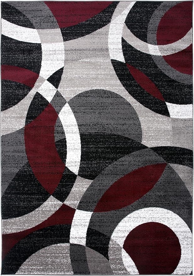 Rugshop Contemporary Abstract Circles Perfect for high Traffic Areas of Your Living Room,Bedroom,Home Office,Kitchen Area Rug 3'3" x 5' Red
