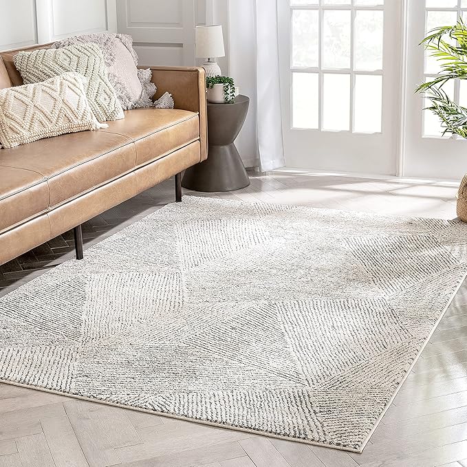 Well Woven Ezio Beige Tribal Geometric Distressed High-Lo Pile Area Rug 8x10 (7'10" x 10'6")