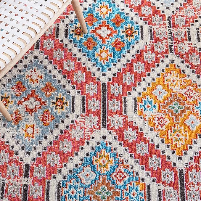 SAFAVIEH Madison Collection Accent Rug - 3' x 5', Rust & Pink, Boho Diamond Distressed Design, Non-Shedding & Easy Care, Ideal for High Traffic Areas in Entryway, Living Room, Bedroom (MAD418Q)