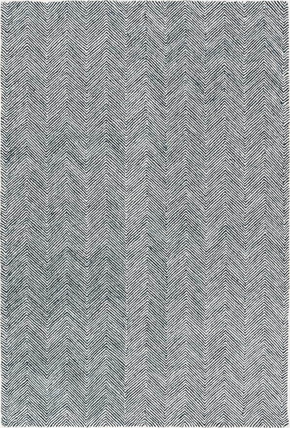 Modern Herringbone Chevron Collection Handcrafted Wool Area Rug - Durable, Zigzag Pattern, for High Traffic, Contemporary Design for Living Room, Bedroom, Dining Room Decor (Denim Blue, 9' x 11')