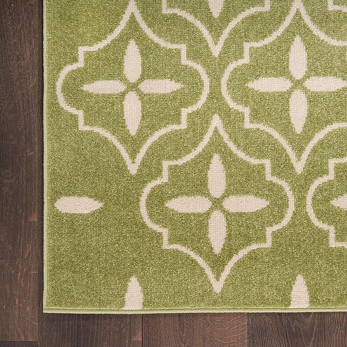 Nourison Home Nourison Essentials Green Ivory 2'2" x 7'6" Area Rug - Easy Clean, Non Shedding, Bed Room, Living Room, Dining Room, Kitchen (8' Runner)
