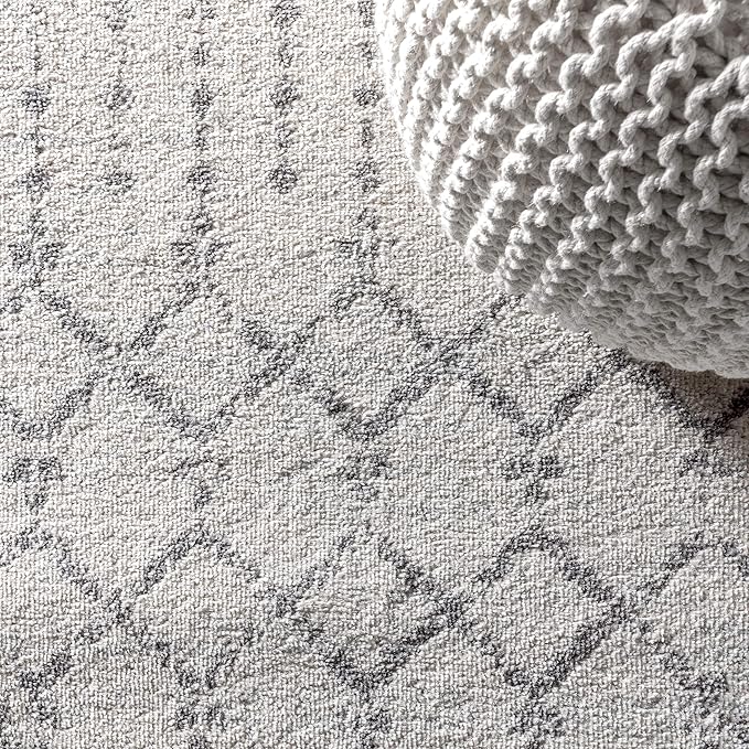 JONATHAN Y Boho Vintage Diamond Cream/Gray Square Area Rug 5X5 ft, Moroccan Hype for Living Room, Bedroom, Kitchen, Office, Easy-Cleaning, High Traffic, Pet-Friendly, Non-Shedding (MOH101B-5SQ)
