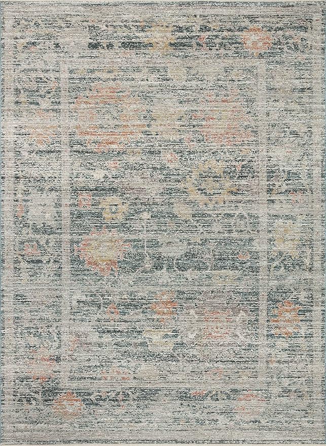 Loloi Magnolia Home by Joanna Gaines Millie Collection MIE-01 Blue/Multi 3'-6" x 5'-6", .25" Pile Height, Accent Rug