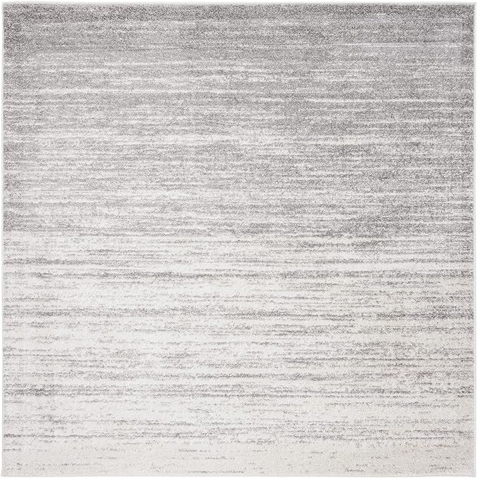 SAFAVIEH Adirondack Collection Area Rug - 7' Square, Ivory & Silver, Modern Ombre Design, Non Shedding & Easy to Clean, Ideal for Living Room, Bedroom, Office, Dining Space (ADR113B)