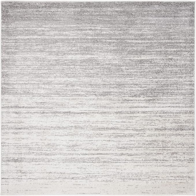 SAFAVIEH Adirondack Collection Area Rug - 10' Square, Ivory & Silver, Modern Ombre Design, Non Shedding & Easy to Clean, Ideal for Living Room, Bedroom, Office, Dining Space (ADR113B)