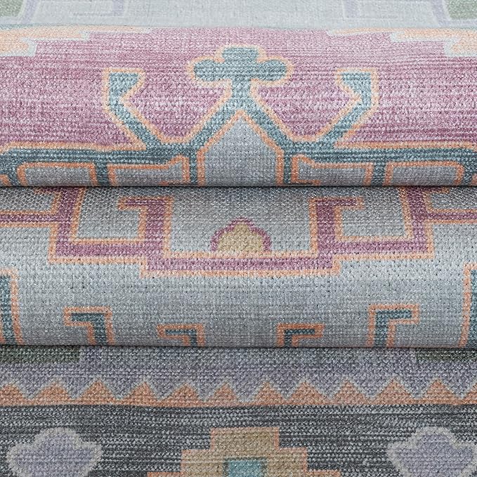 Fame Living Washable Area Rug. Modern Farmhouse. Vintage. Turkish. Bohemian. Distressed. Oriental. Traditional. Rugs for Living Room. Dining. Bedroom. Office. Entryway. Foyer. (856GP, 9'5" x 14')