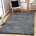 SAFAVIEH Rag Rug, Collection Area Rug - 4' Square, Black, Handmade Boho Stripe Cotton, Ideal for High Traffic Areas in Living Room, Bedroom (RAR121Z)