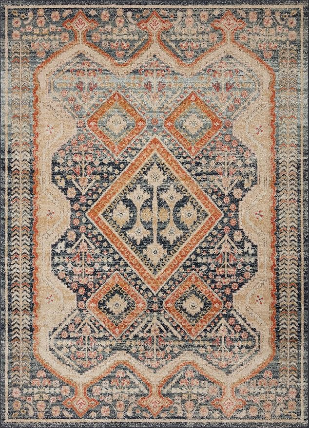 Loloi Jocelyn Collection JOC-05 Navy/Multi 6'-7" x 9'-7" .38" Thick Area Rug