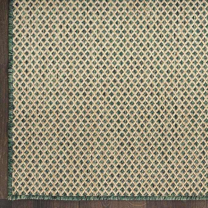 Nourison Home Courtyard Green 6' x 9' Area Rug - Easy Clean, Non Shedding, Bed Room, Living Room, Dining Room, Kitchen (6' x 9')