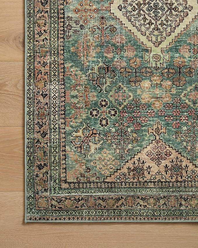 Loloi Magnolia Home by Joanna Gaines Sinclair Collection SIN-03 Turquoise/Multi 2'-3" x 9'-6", .25" Pile Height, Machine Washable, Runner Rug