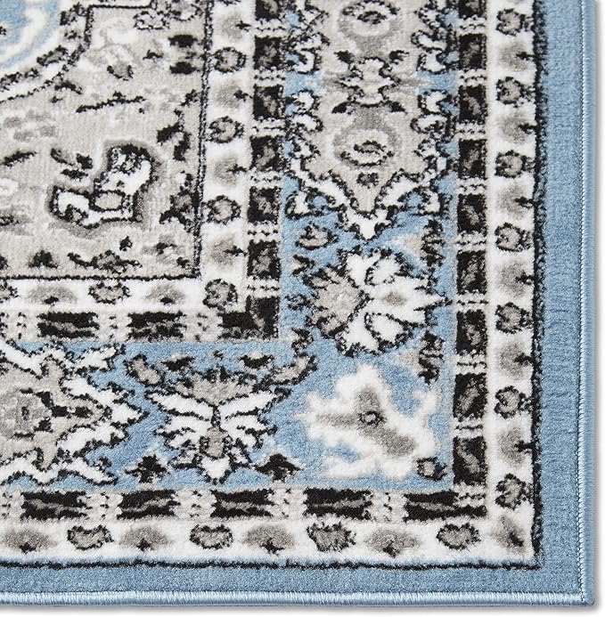 Home Dynamix Premium Sakarya Traditional Medallion Border Area Rug, Blue, 7'8"x10'7" Rectangle