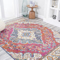 JONATHAN Y Boho Vintage Fuchsia/White Indoor Area Rug, 8x10, Bohemian Flair Medallion, Floral Easy-Cleaning High Traffic for Living Room, Bedroom, Kitchen, Pet-Friendly, Non-Shedding (BMF106C-8)