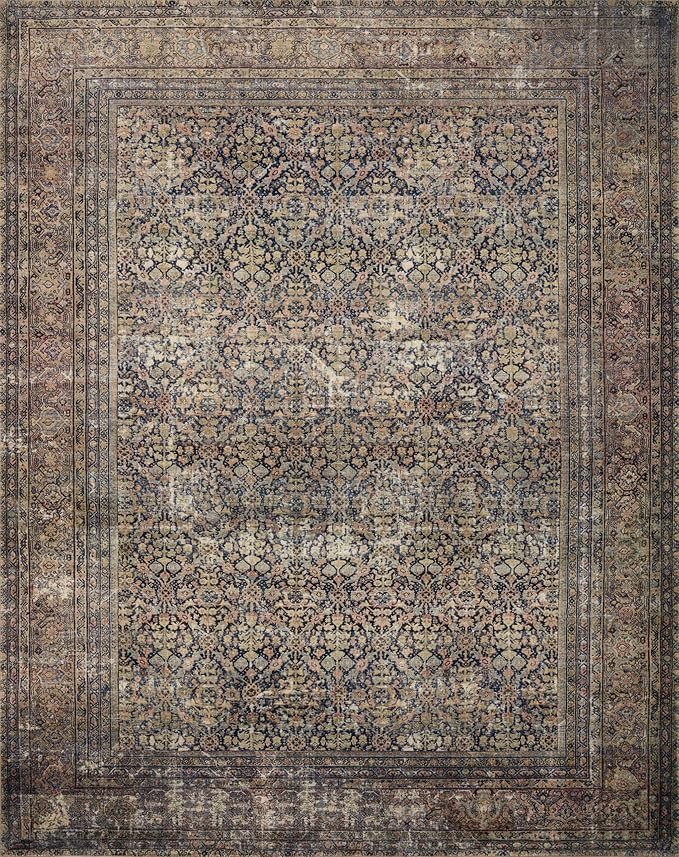 Loloi Amber Lewis Morgan Collection MOG-03 Denim/Multi 11'-6" x 14'-6" 38" Thick Area Rug feat. CloudPile, Neutral, Room Décor, Vintage Inspired, Livingroom, Bedroom, Dining Area