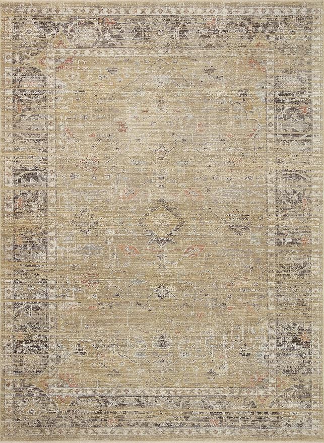 Loloi Magnolia Home by Joanna Gaines Millie Collection MIE-03 Gold/Charcoal 11'-6" x 15'-7", .25" Pile Height, Area Rug