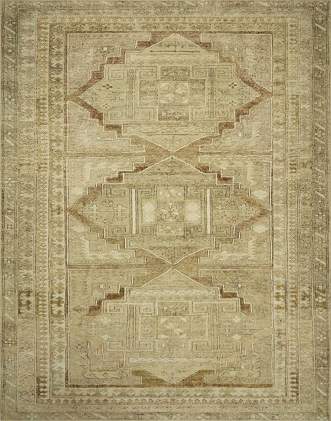 Loloi Magnolia Home by Joanna Gaines Sinclair Collection SIN-02 Khaki/Tobacco 8'-6" x 11'-6", .25" Pile Height, Machine Washable, Area Rug