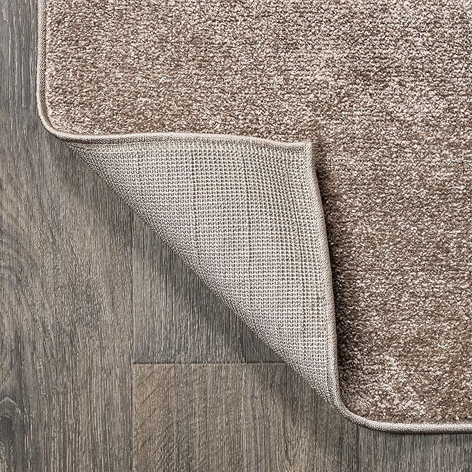 Eyely UES100J-216 Supersoft Haze Solid Low-Pile Indoor Runner Rug, Coastal, Bohemian, Minimalist, Classic, Casual for Bedroom,Kitchen,Living Room,Non Shedding,Easy-Washing, Brown, 2 X 16