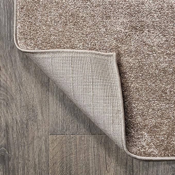 Eyely UES100J-6R Supersoft Haze Solid Low-Pile Indoor Area Rug, Coastal, Bohemian, Minimalist, Classic, Casual for Bedroom,Kitchen,Living Room,Non Shedding,Easy-Washing, Brown, 6' Round