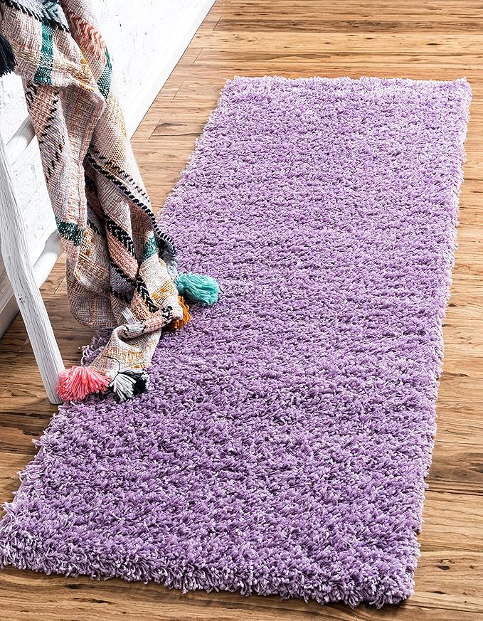 Unique Loom Solid Shag Collection Area Rug (2' x 6' 5" Runner, Lilac)