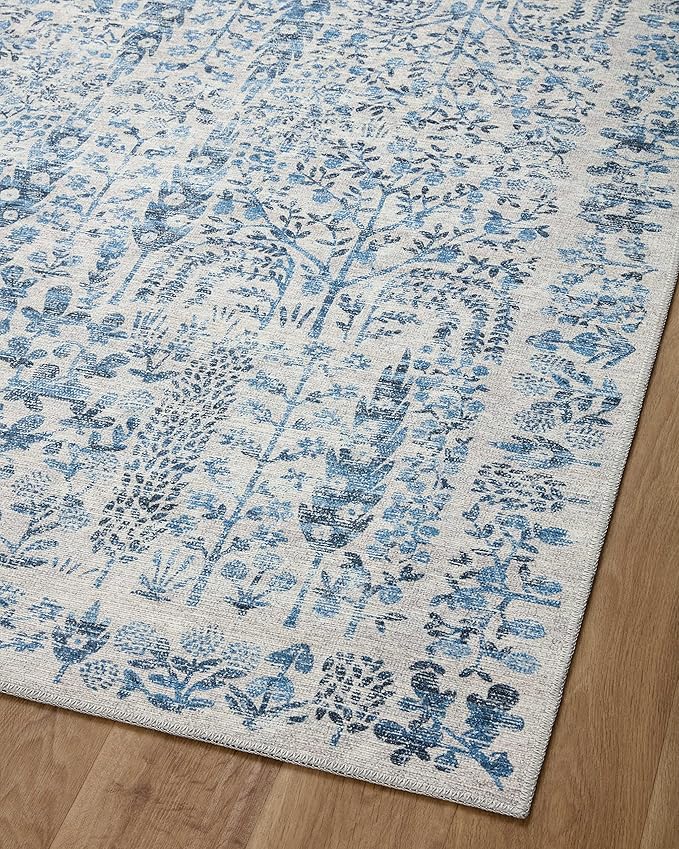 Loloi Rifle Paper Co. Maison Collection MAO-07 Blue 7'-6" x 9'-6", .19" Pile Height, Area Rug