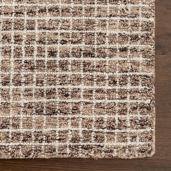 Rugs USA Melrose Brown/Ivory, 7'6" x 9'6", Handmade, Wool & Cotton, Soft and Cozy, High Traffic, Stain Resistant, Easy Clean, Durable Area Rug for Bedroom, Living Room, Dining Space, Den, Entryway