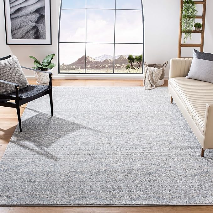 SAFAVIEH Tulum Collection Area Rug - 9' Square, Light Grey & Ivory, Moroccan Boho Tribal Design, Non-Shedding & Easy to Clean, Ideal for Living Room, Bedroom, Dining Space (TUL272F)