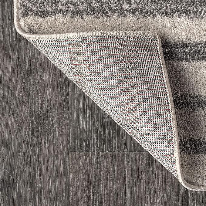 JONATHAN Y Lyla Offset Stripe Gray/Cream Runner Rug, 2x8, Contemporary, Modern, Easy-Cleaning for Living Room, Bedroom, Kitchen, Pet Friendly, Non-Shedding (MOH204A-28)