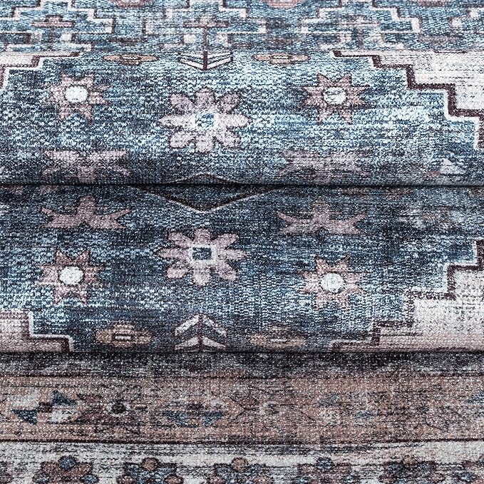 Washable Area Rug. Modern Farmhouse. Vintage. Turkish. Bohemian. Distressed. Oriental. Traditional. Rugs for Living Room. Dining. Bedroom. Office. Entryway. Foyer. (859NC, 7'5" x 9'8")