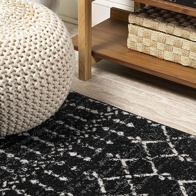 JONATHAN Y Boho Vintage Diamond Black/Ivory Runner Rug 2X8 ft, Moroccan Hype for Living Room, Bedroom, Kitchen, Office, Easy-Cleaning, High Traffic, Pet-Friendly, Non-Shedding (MOH101D-28)