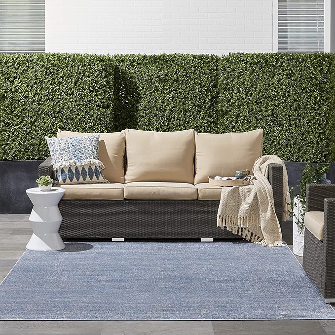 Nourison Home Nourison Essentials Blue Grey 7' x Square Area Rug - Easy Clean, Non Shedding, Bed Room, Living Room, Dining Room, Kitchen (7' x Square)