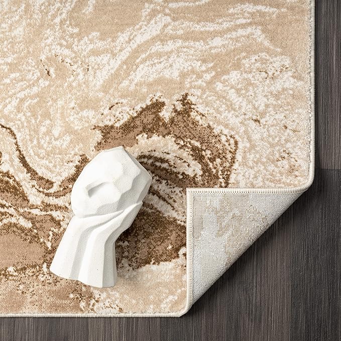 LUXE WEAVERS Marble Swirl Abstract Area Rug, Beige 6x9