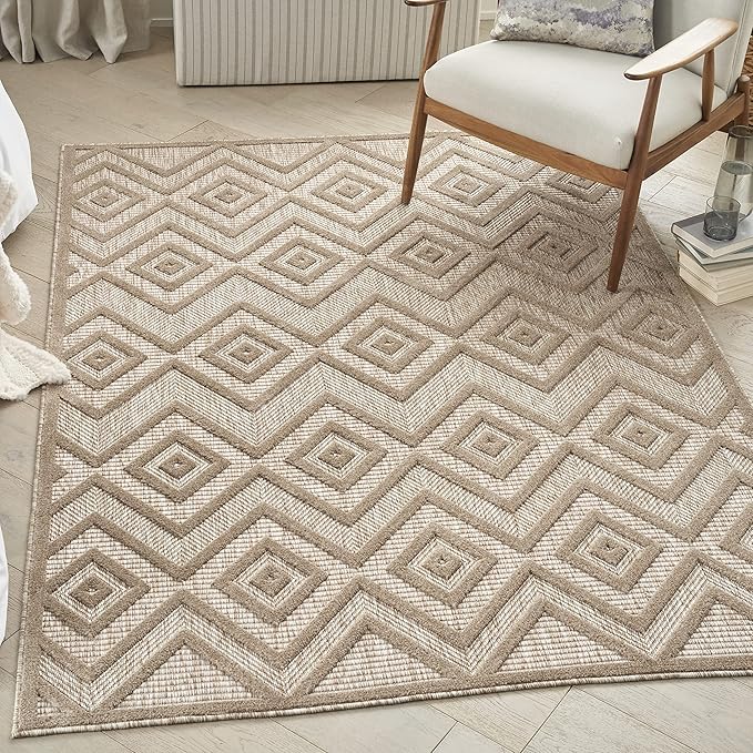 Nourison Home Versatile Natural Beige 4' x 6' Area Rug - Easy Clean, Non Shedding, Bed Room, Living Room, Dining Room, Kitchen (4' x 6')